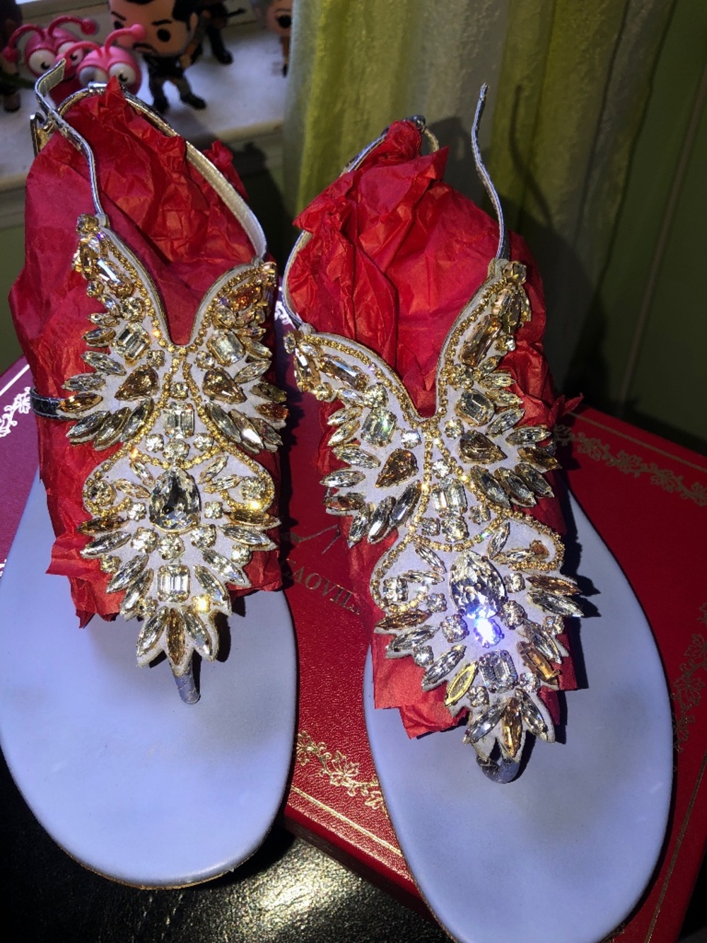 Rene Caovilla jeweled sandals, size 39